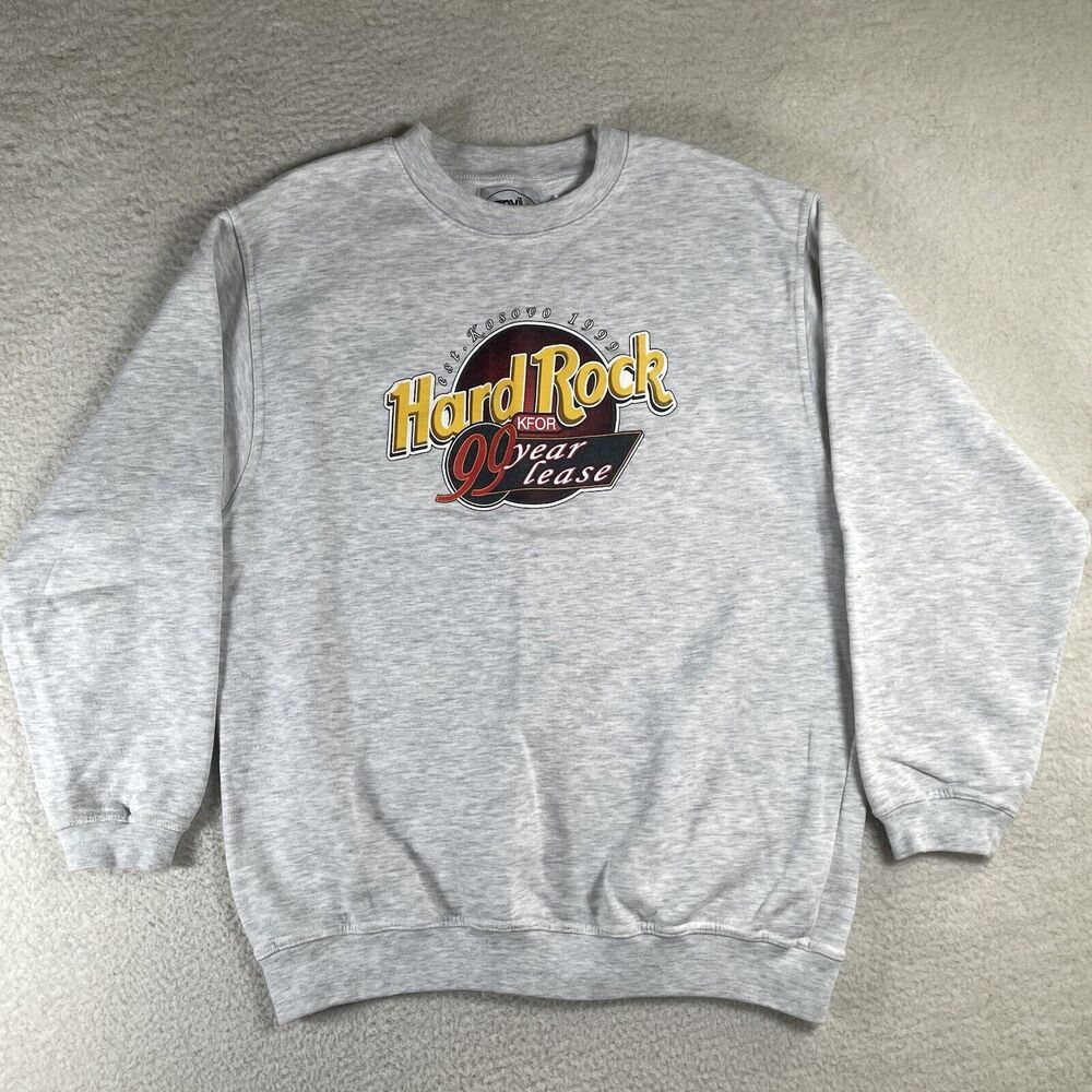 Vintage Hard Rock Cafe Sweatshirt Mens Large Kosovo 1999 Lease Gray Crew neck